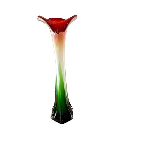 Jack‎ in the Pulpit Vase 11 1-2” Tall Green, Red and White - Picture 1 of 8